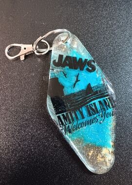 Jaws Amity Island Resin Keychain - Blue/Teal